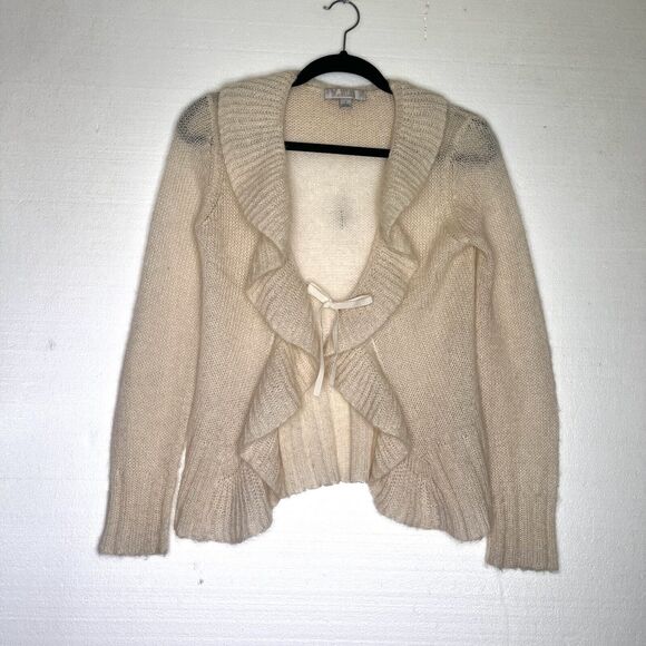 Caslon Ivory Knit Mohair Blend Waterfall Collar Cardigan Sweater size medium - Picture 1 of 7
